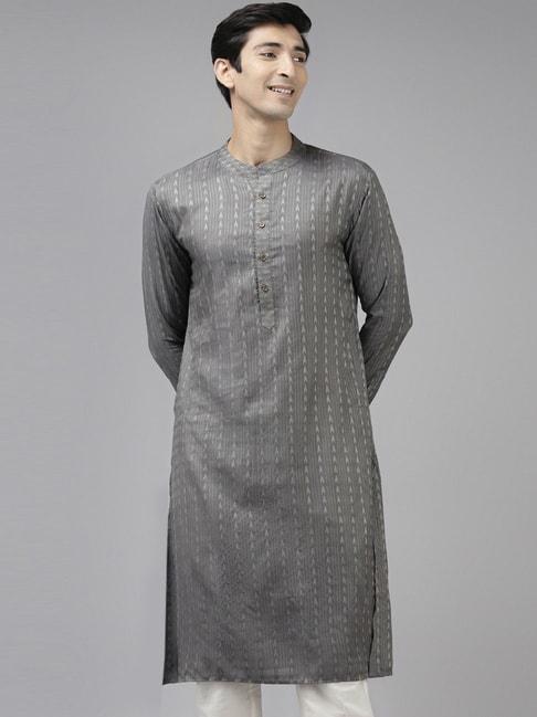 see designs grey regular fit self pattern kurta