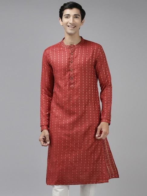 see designs maroon regular fit self pattern kurta