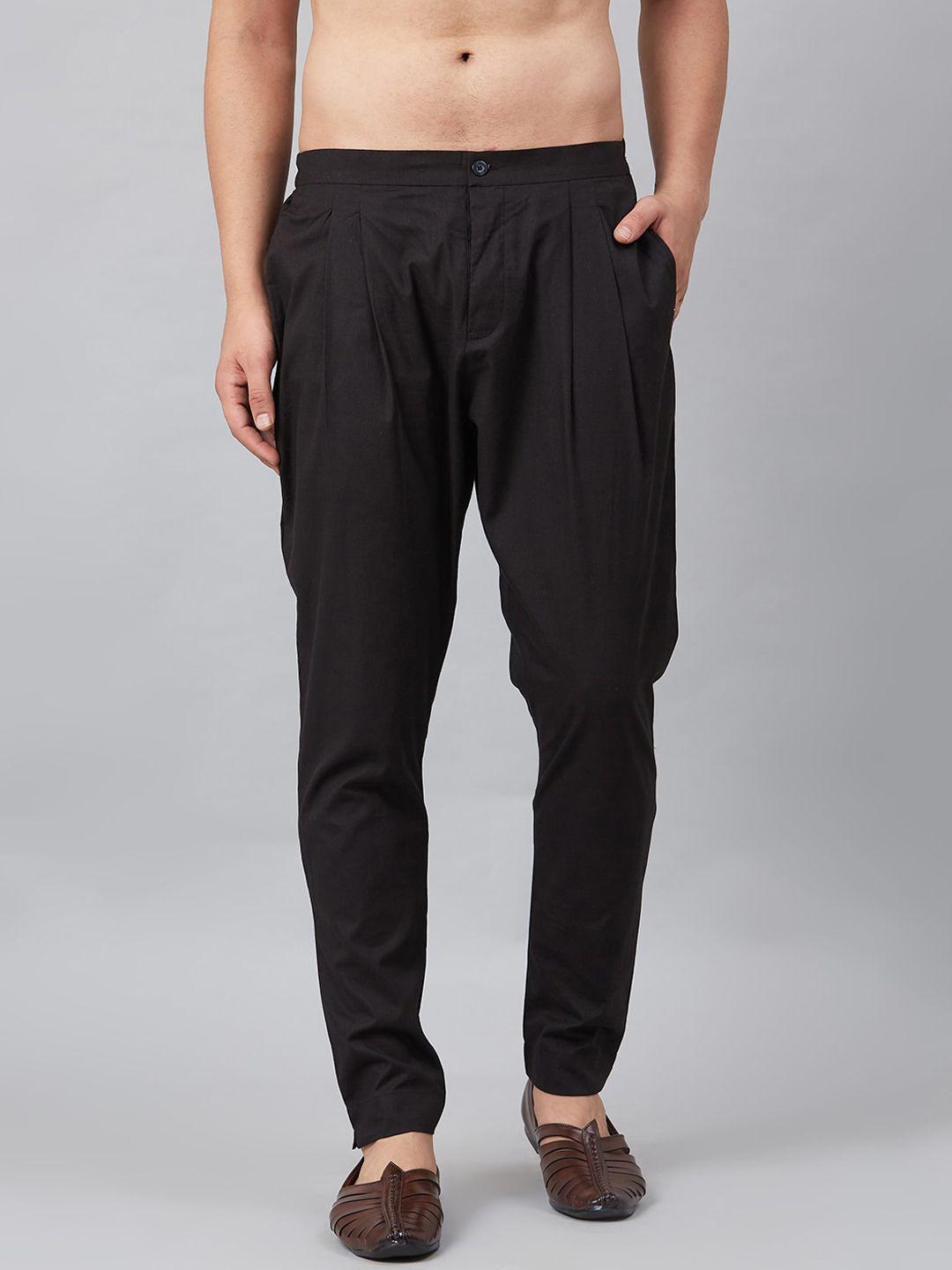 see designs men black solid pure cotton pyjama