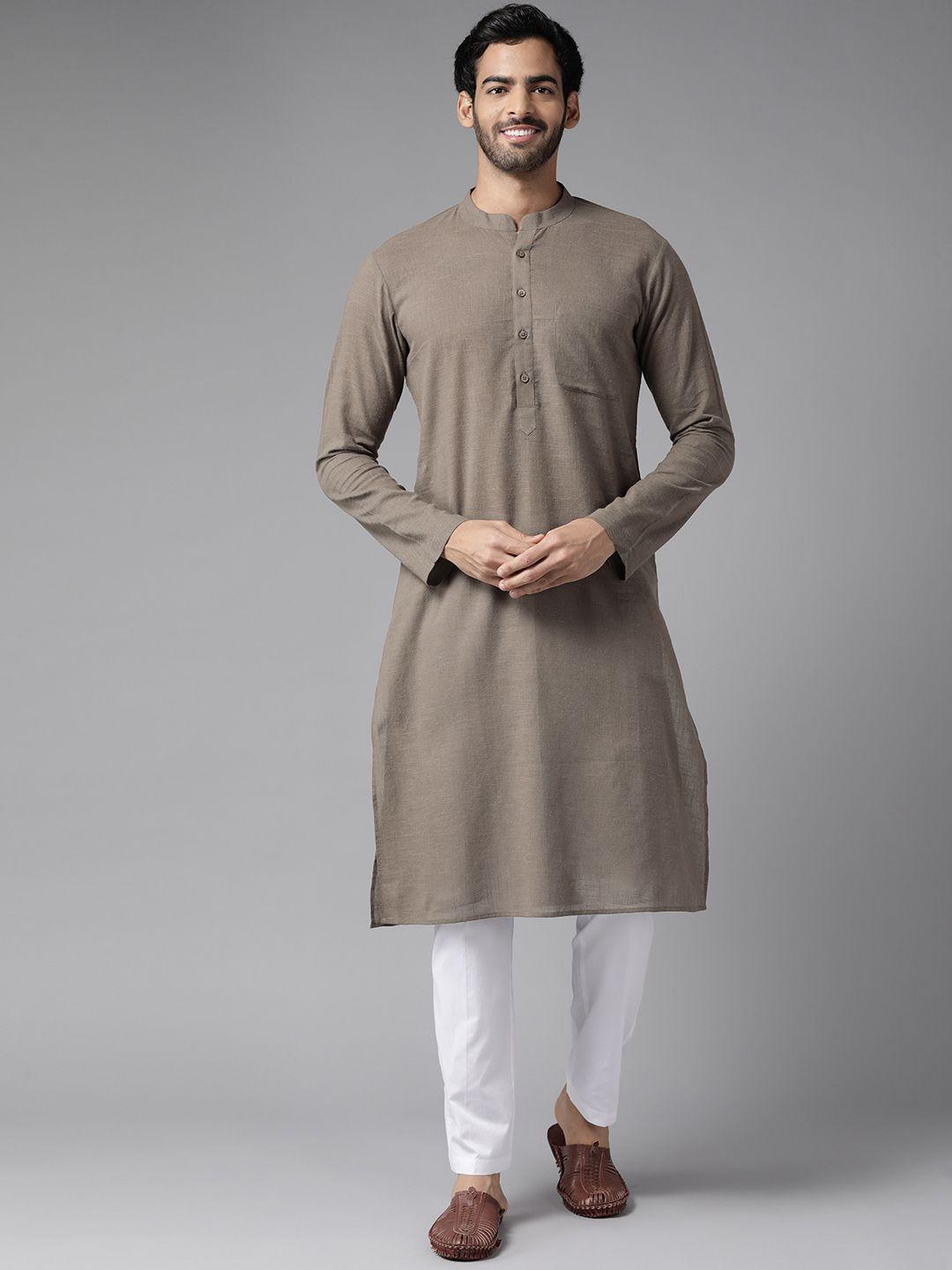 see designs men brown pure cotton kurta with pyjamas