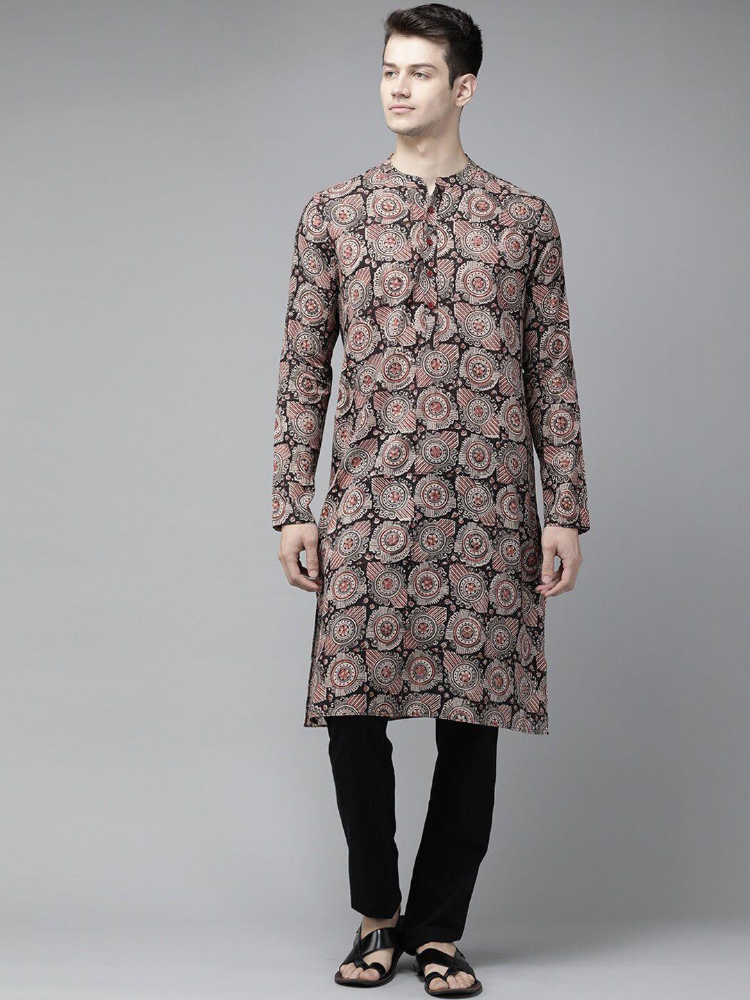 see designs men cotton ethnic motifs printed handloom kurta