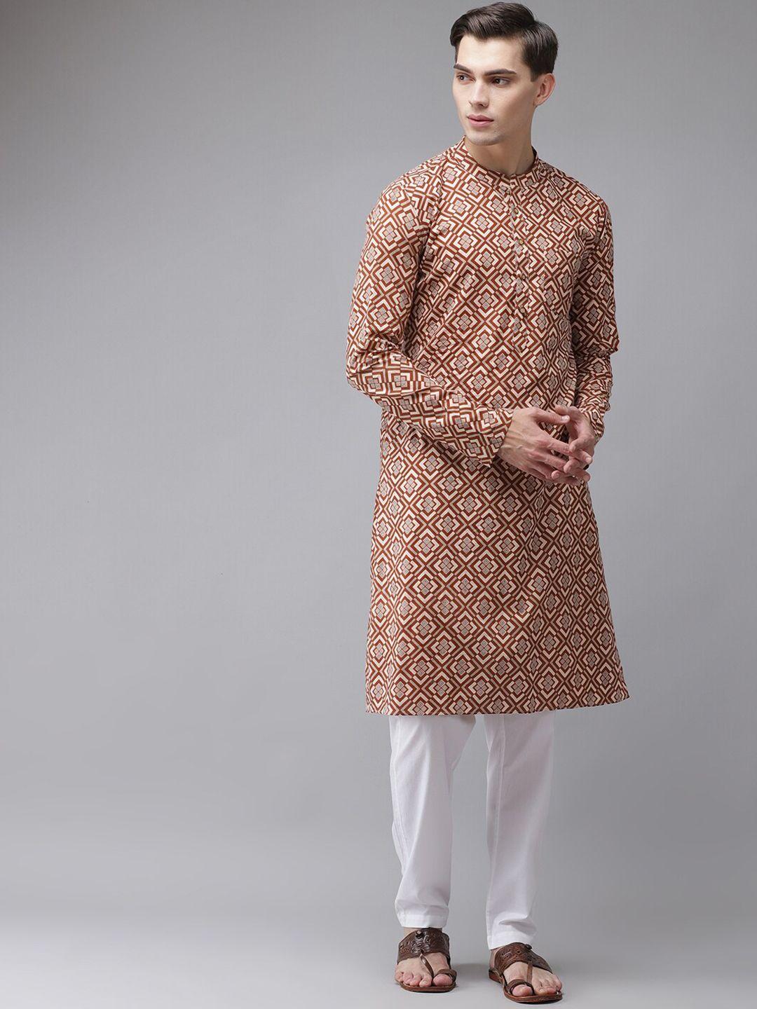 see designs men cotton ethnic motifs printed handloom kurta