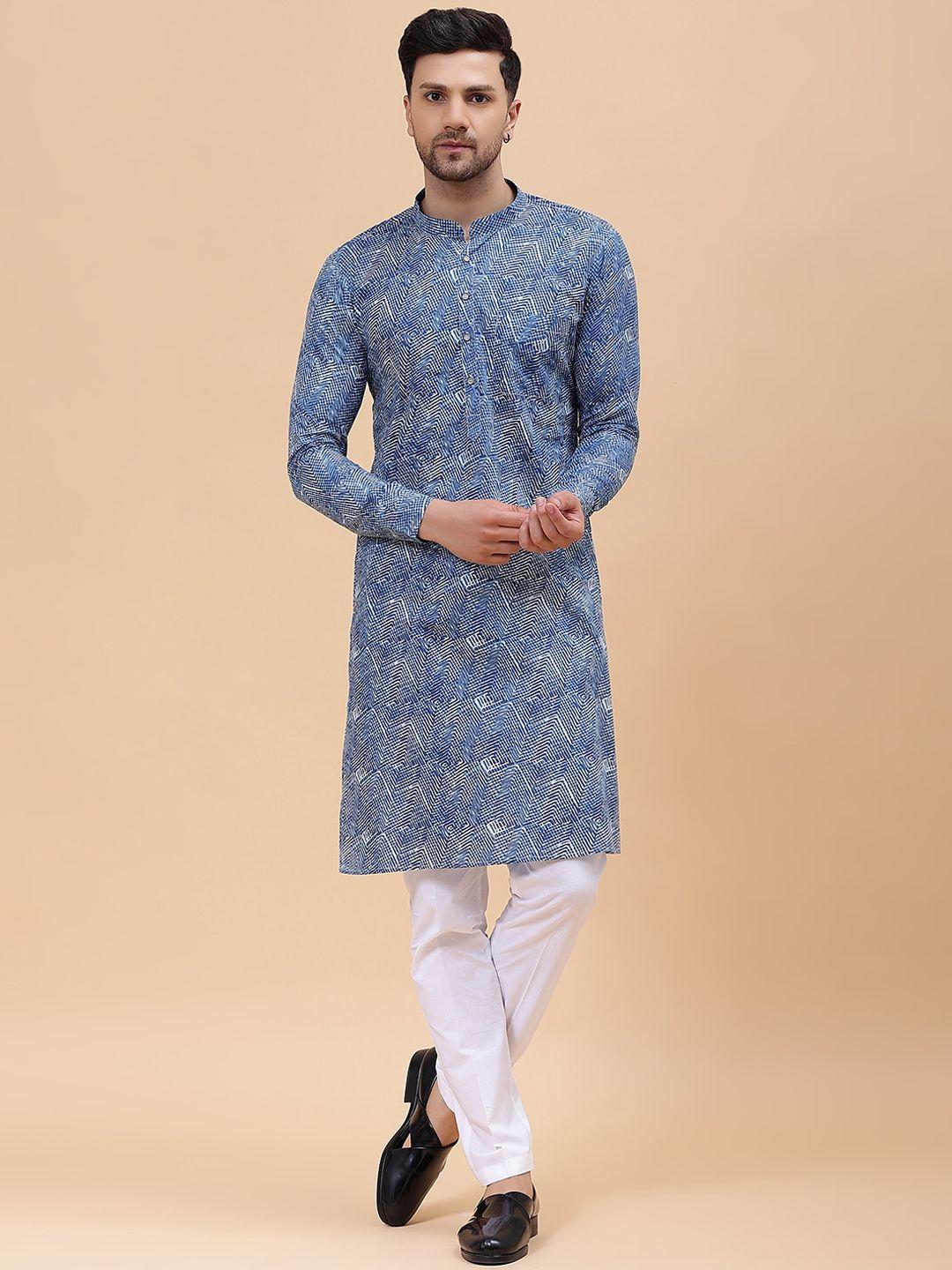 see designs men ethnic motifs printed regular pure cotton kurta with pyjamas