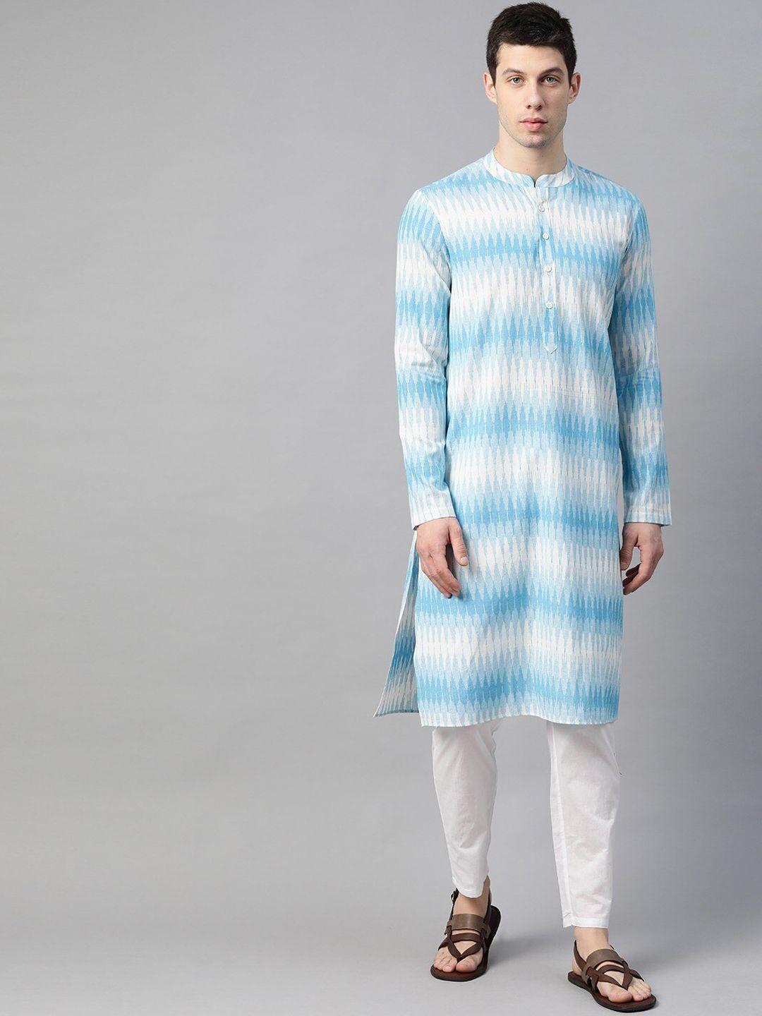 see designs men ikat printed pure cotton kurta