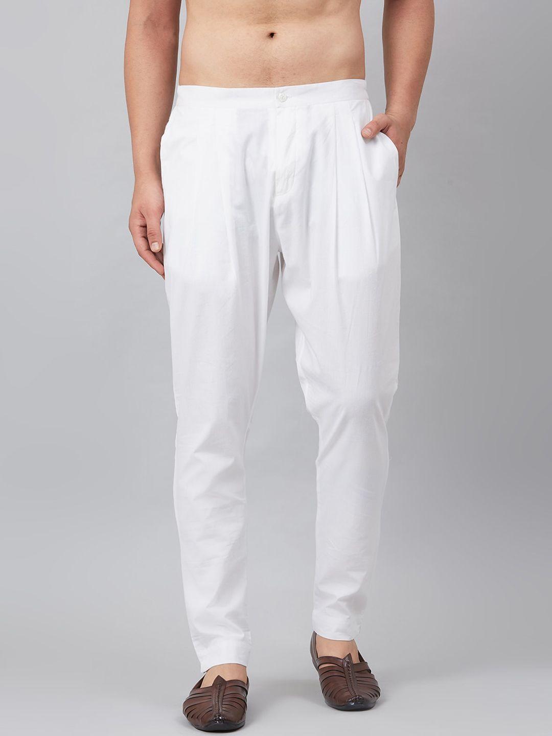 see designs men white solid cotton pyjamas