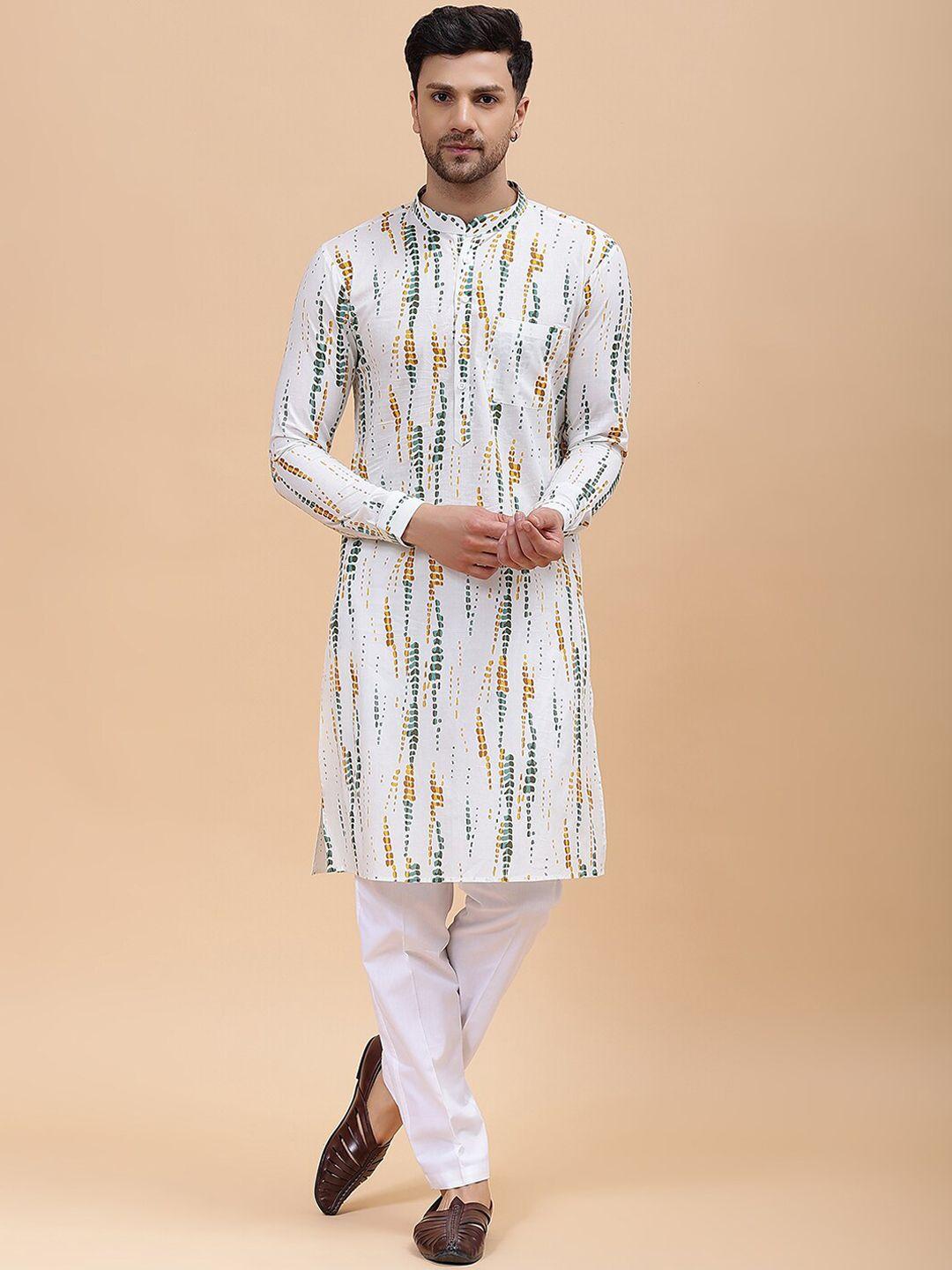 see designs printed regular pure cotton kurta with pyjamas