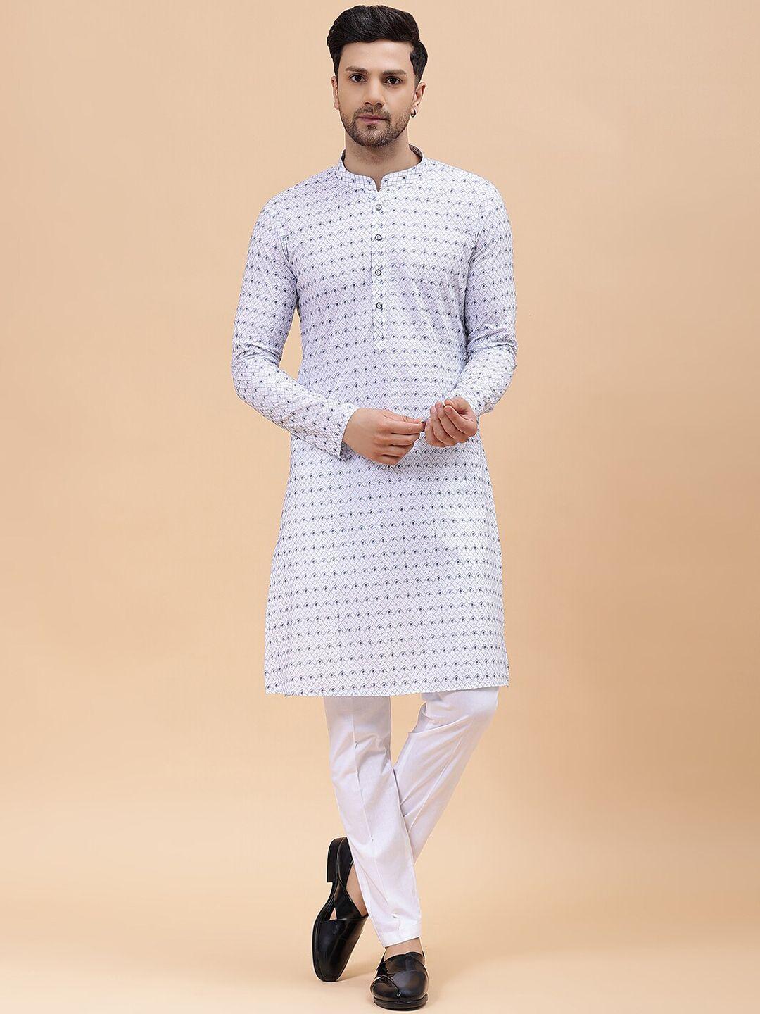 see designs printed regular pure cotton kurta with pyjamas