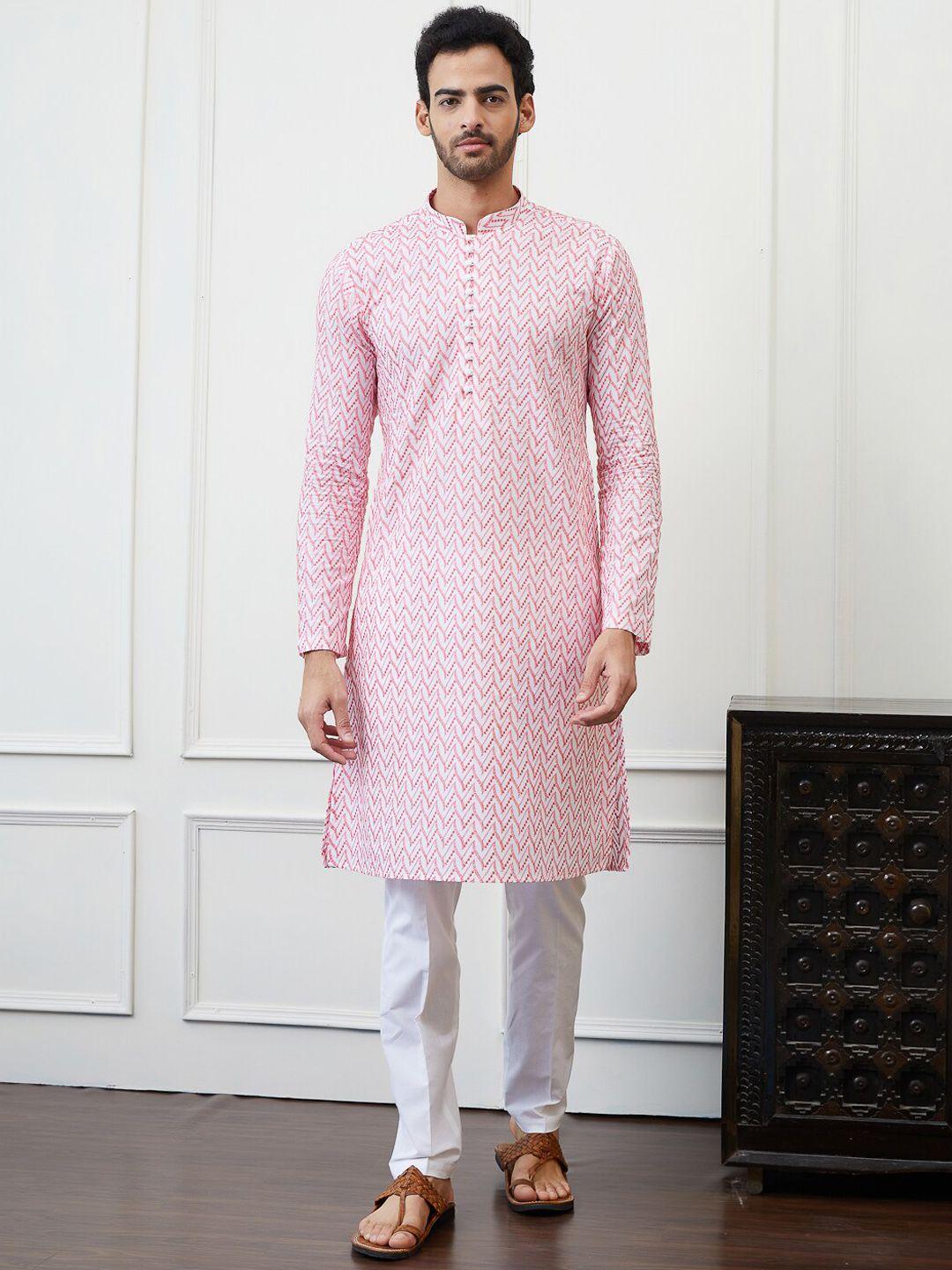 see designs embroidered regular chikankari pure cotton kurta with pyjamas