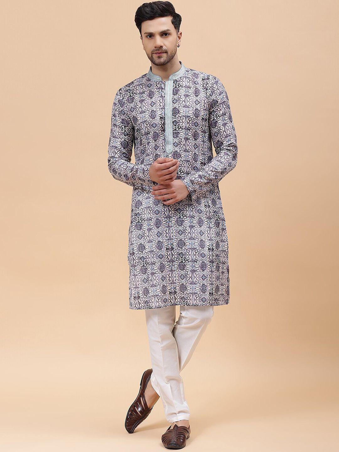 see designs ethnic motifs printed regular pure cotton kurta with pyjamas