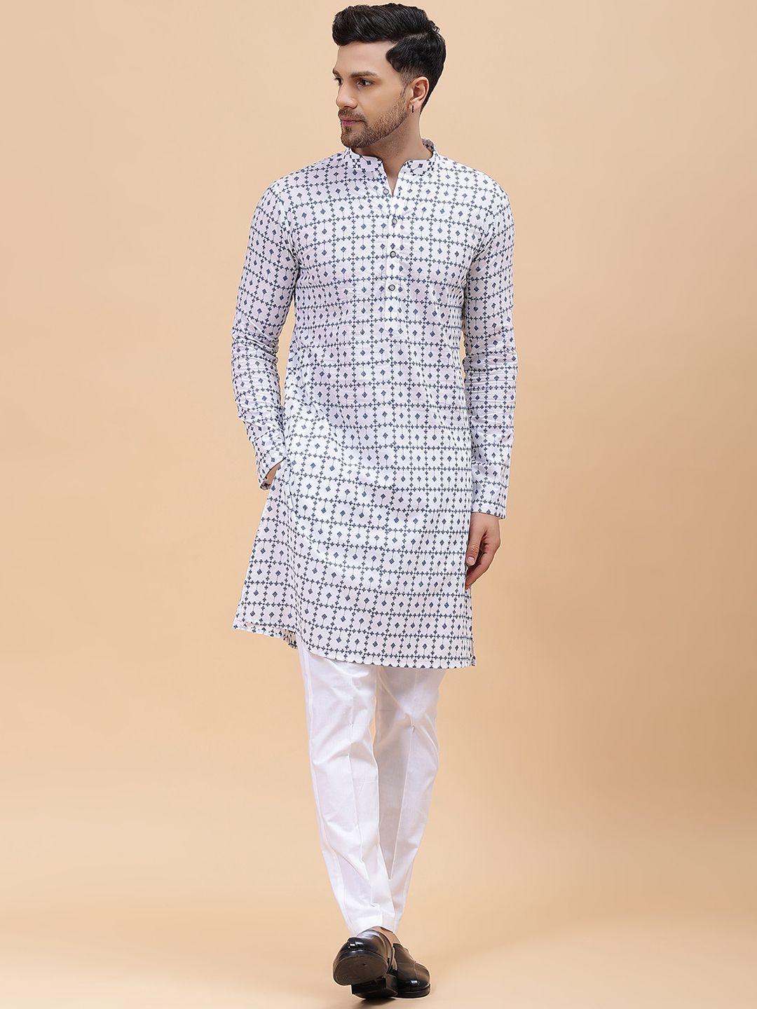 see designs geometric printed pure cotton kurta with pyjamas