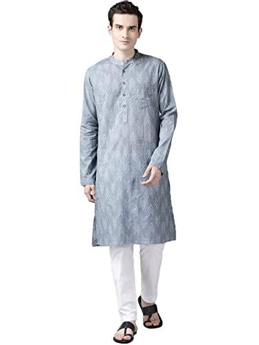 see designs grey & white cotton regular fit mandarin collar printed kurta set_sdkt99101xs