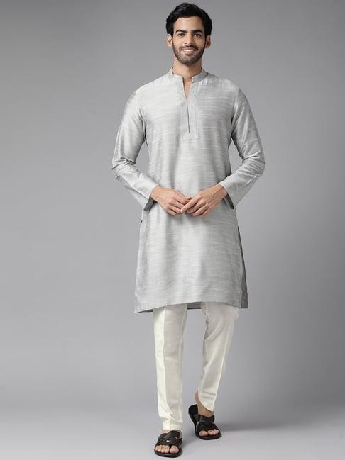 see designs grey & white regular fit kurta bottom set