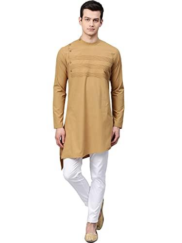 see designs khaki & white cotton regular fit embroidered kurta set yoke designs_sdmdwkt80301l