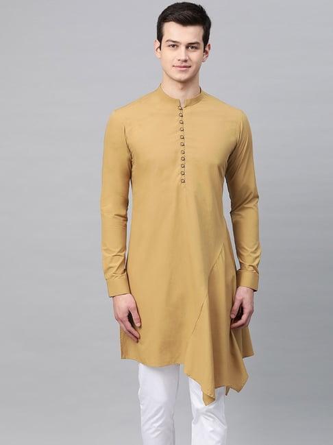 see designs khaki cotton regular fit kurta