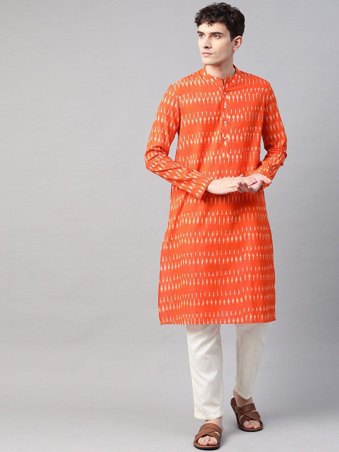 see designs mandarin collar abstract woven design cotton kurta