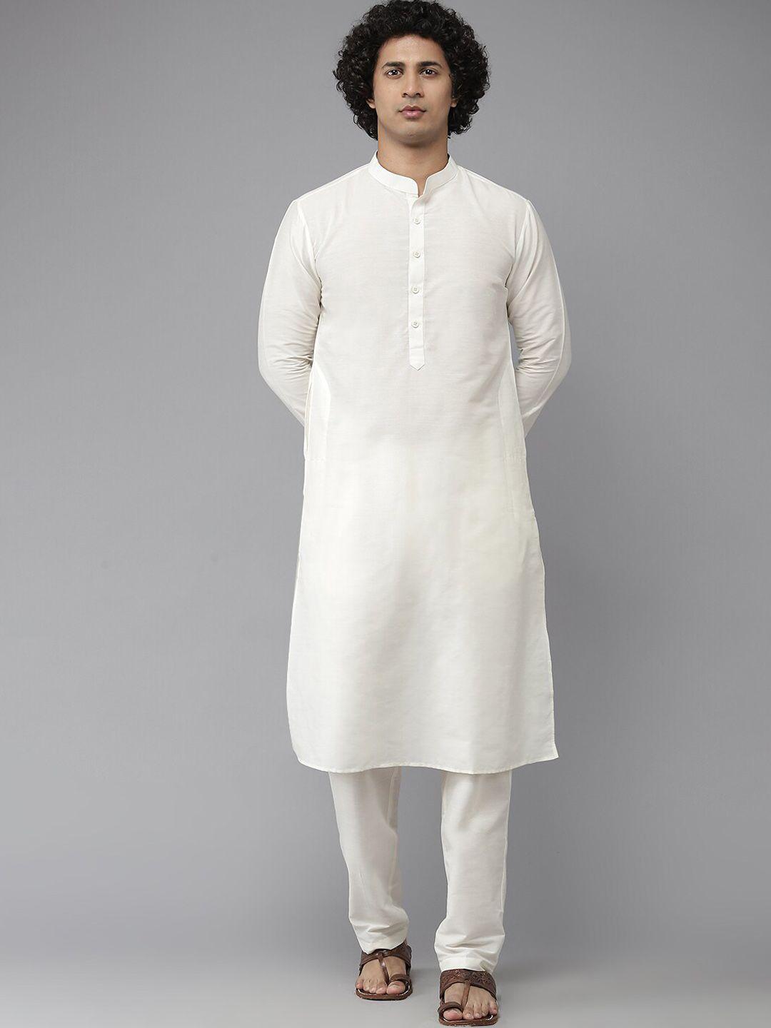 see designs mandarin collar straight kurta with pyjamas