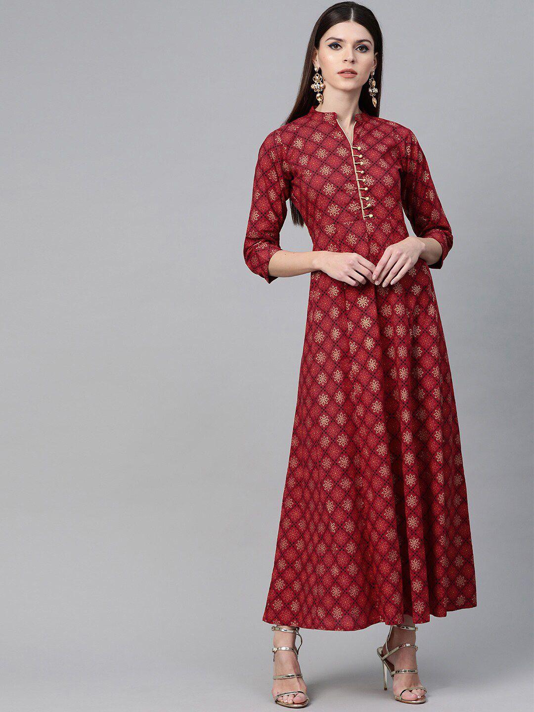 see designs maroon ethnic motifs ethnic maxi dress