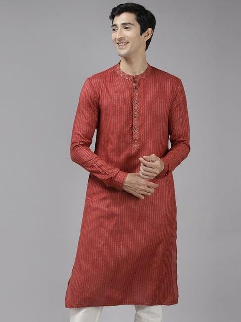 see designs maroon regular fit self pattern kurta