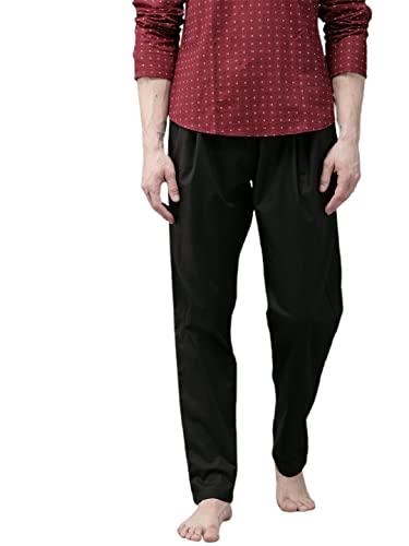 see designs men's cotton solid regular fit pajama set of 1 (black,xxl)