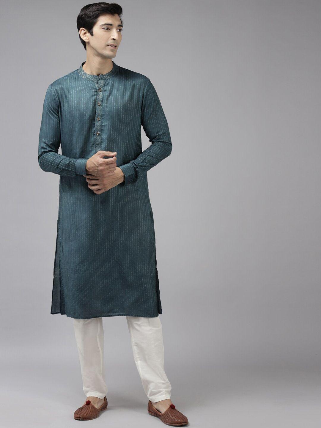 see designs men band collar kurta with trousers