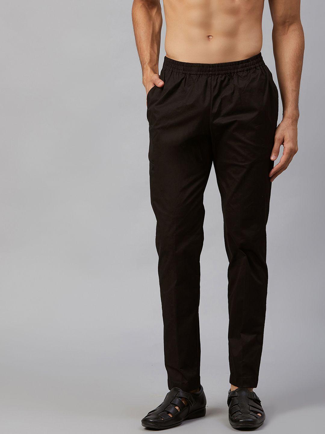 see designs men black solid pyjamas