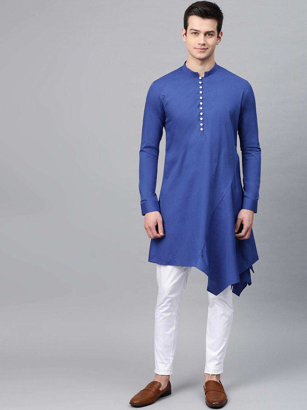 see designs men blue kurta