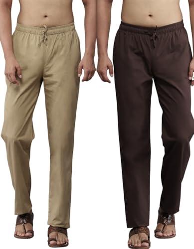 see designs men deep brown & brown solid pure cotton men's pyjama (pack of 2)_sdcbpj169l