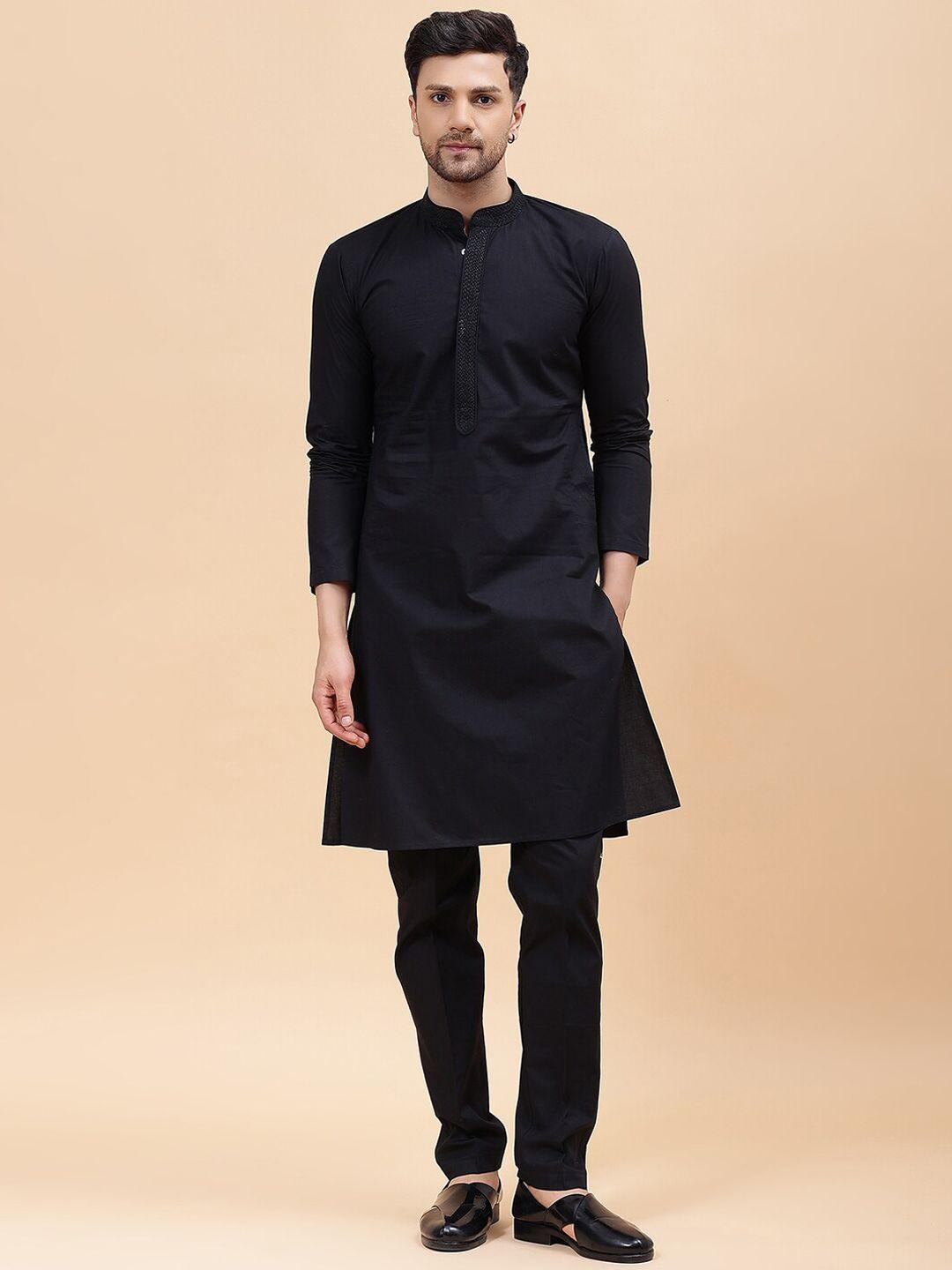 see designs men embroidered pure cotton kurta with pyjamas
