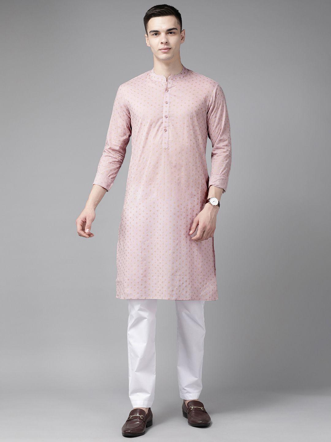 see designs men ethnic motifs printed pure cotton kurta with pyjamas