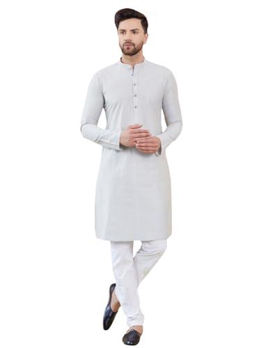 see designs men full sleeve sleeve side slit mandarin collar off white cotton solid straight kurta with pyjama - sdkt247601xl