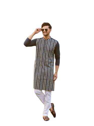 see designs men full sleeve teal cotton pintex design sequins mandarin collar side slit kurta with pyjama - sdkt245401l