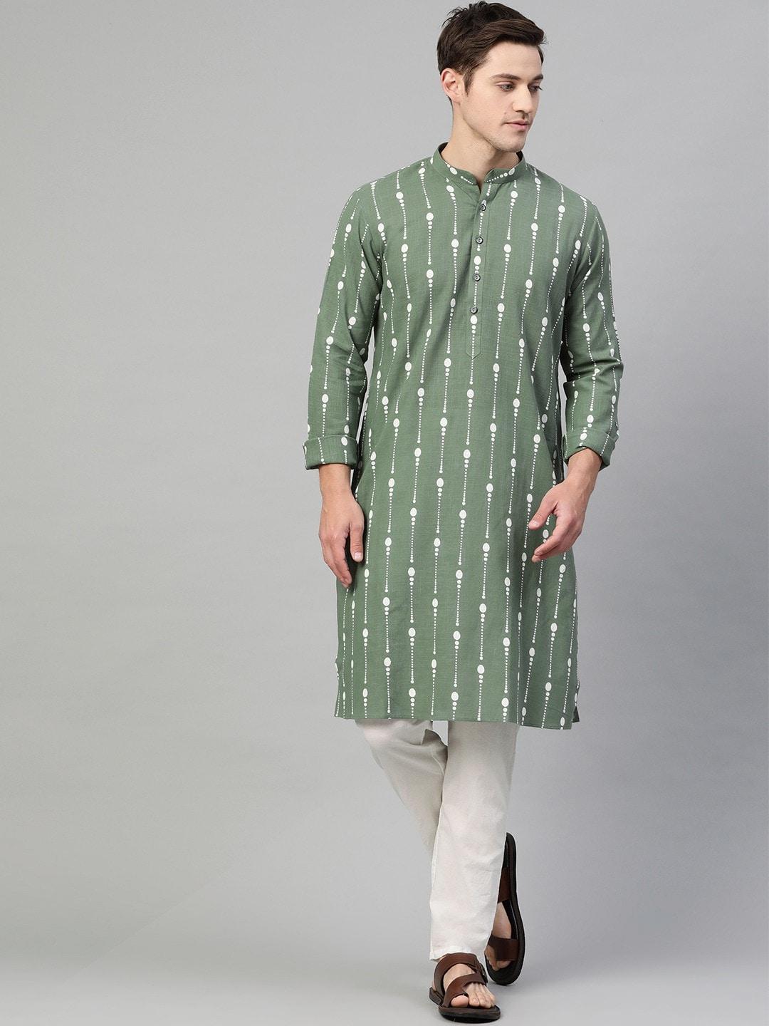 see designs men geometric printed pure cotton kurta