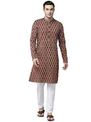 see designs men mandarin collar maroon & white pure cotton printed staright full sleeve kurta with pajama - sd2mkt_123701m