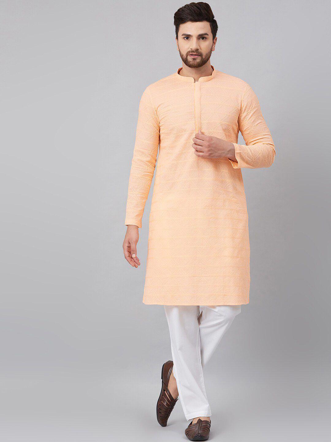 see designs men thread work pure cotton kurta with pyjamas