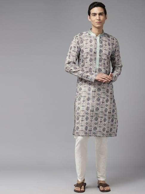 see designs multicolored cotton regular fit embroidered kurta bottom set