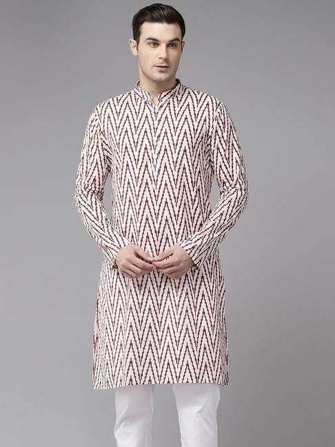 see designs off white cotton regular fit printed kurta