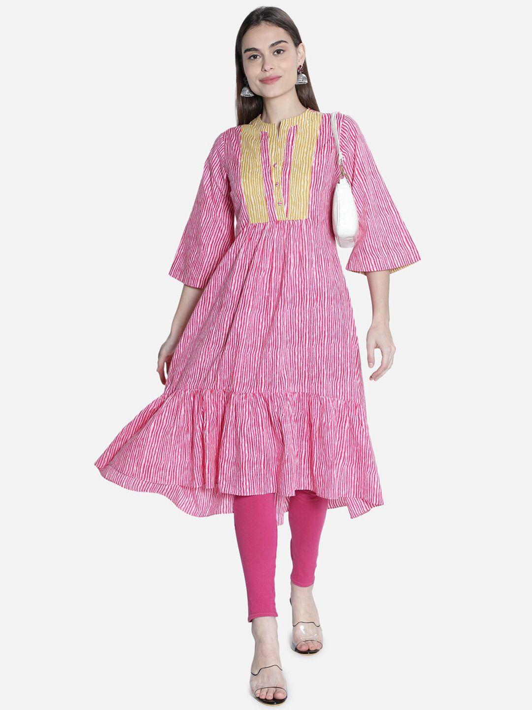 see designs pink ethnic motifs a-line midi dress