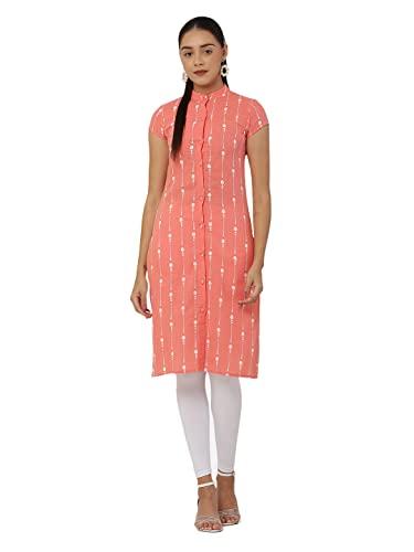 see designs women's cotton printed regular fit kurta (13489038_peach_xxl)