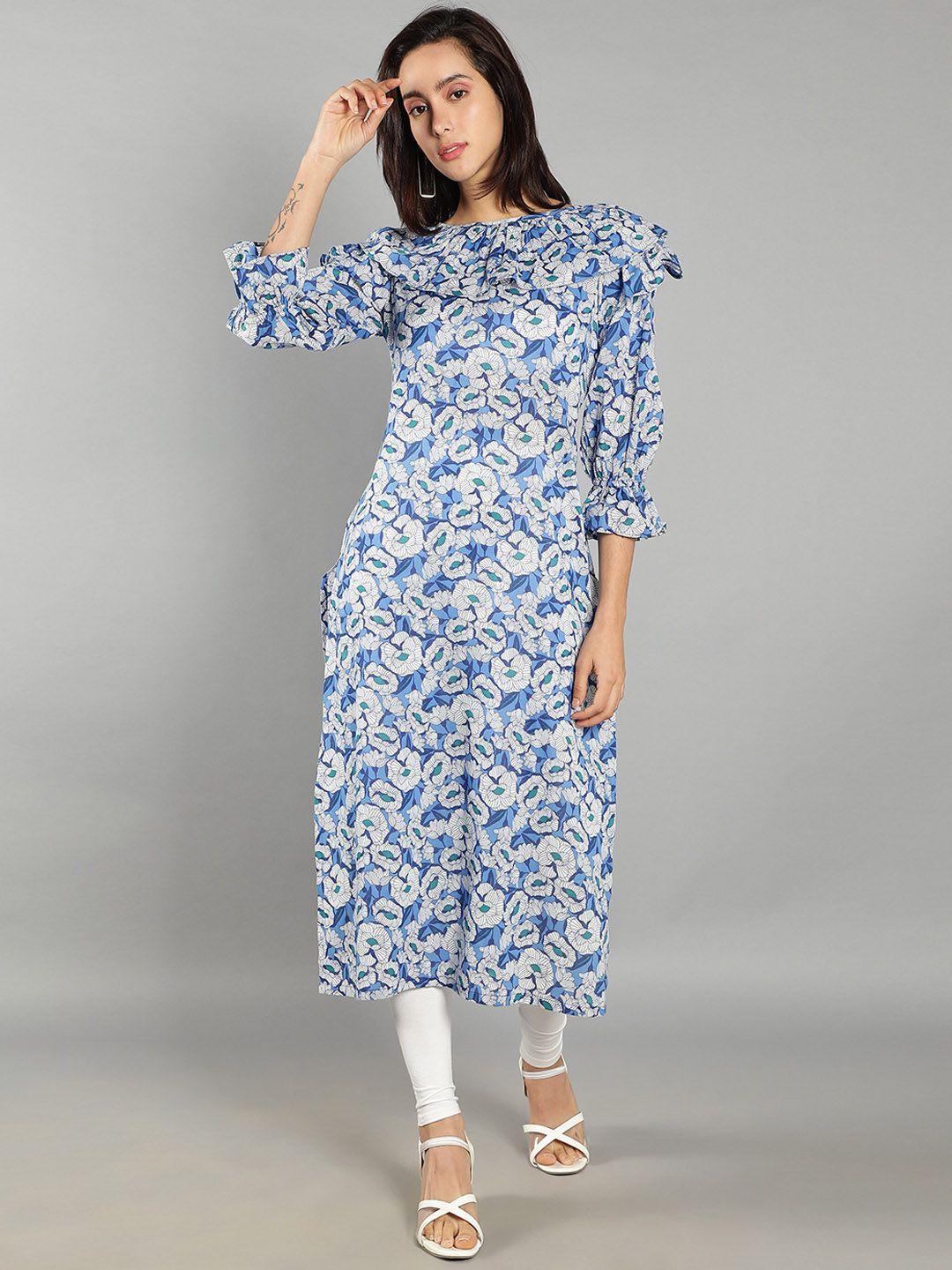 see designs women floral printed puff sleeve cotton kurta