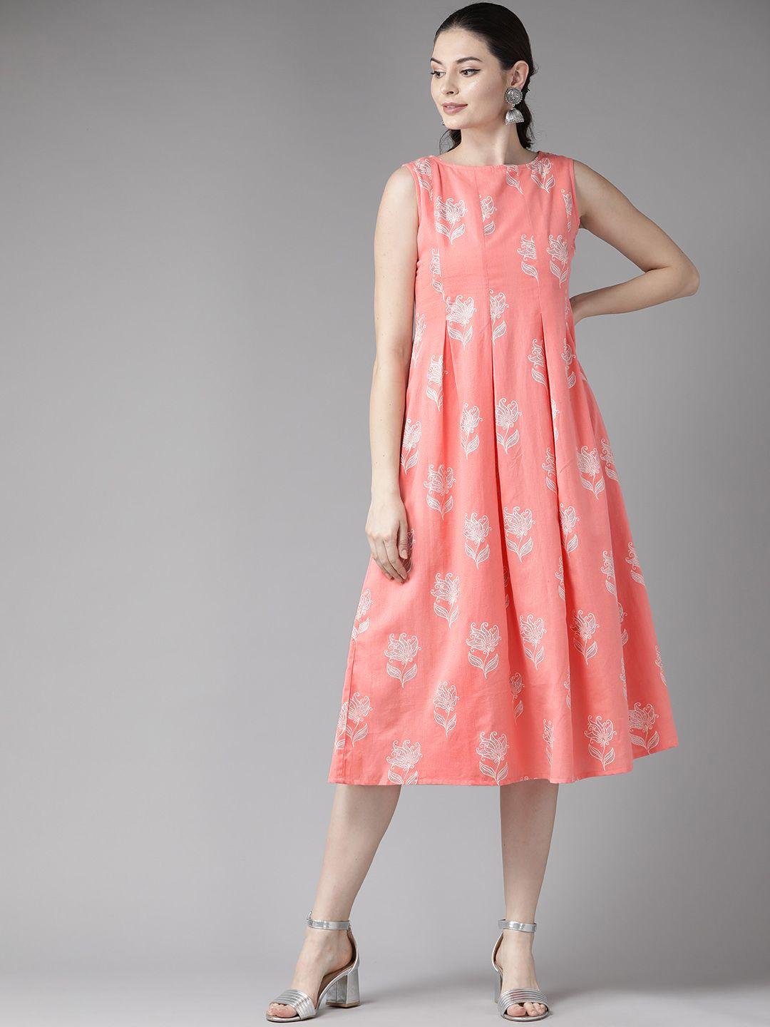 see designs women pink khari floral print a-line dress