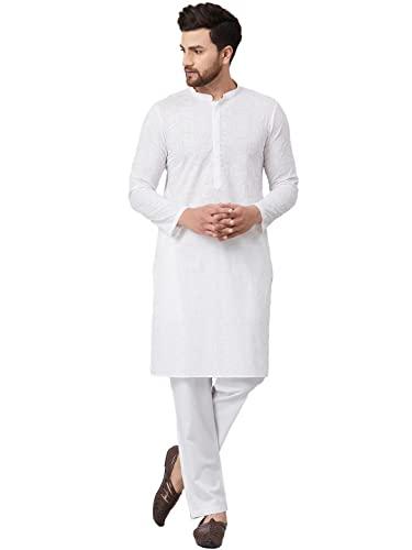 see designs women white green chikankari embroidered woven design straight kurta with pyjama - sdkt91201l (l)