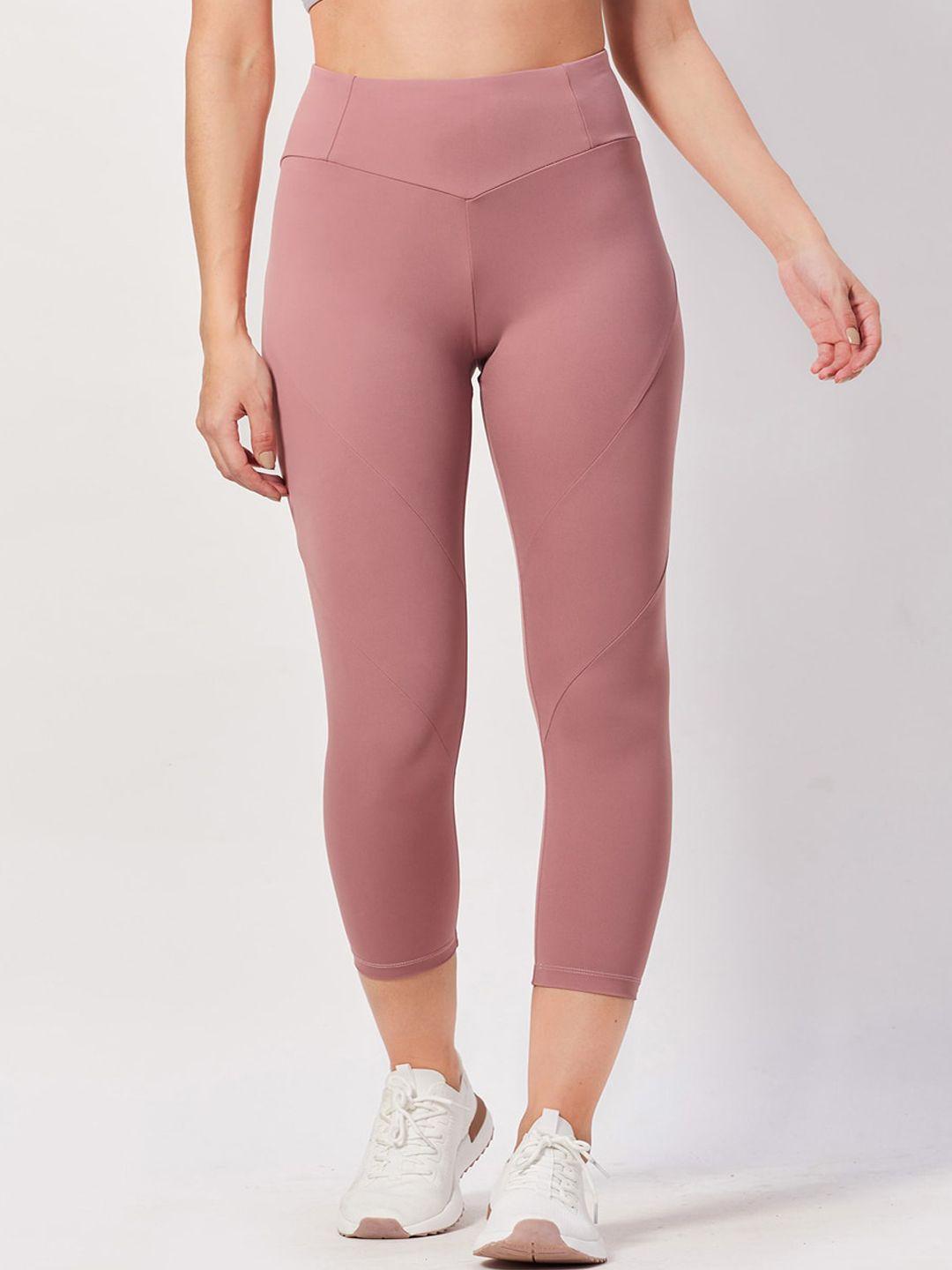 seeq women pink solid crop training tights
