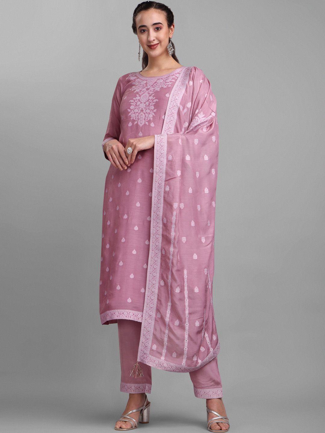 seerat ethnic motifs woven design zari jacquard kurta with trousers & dupatta