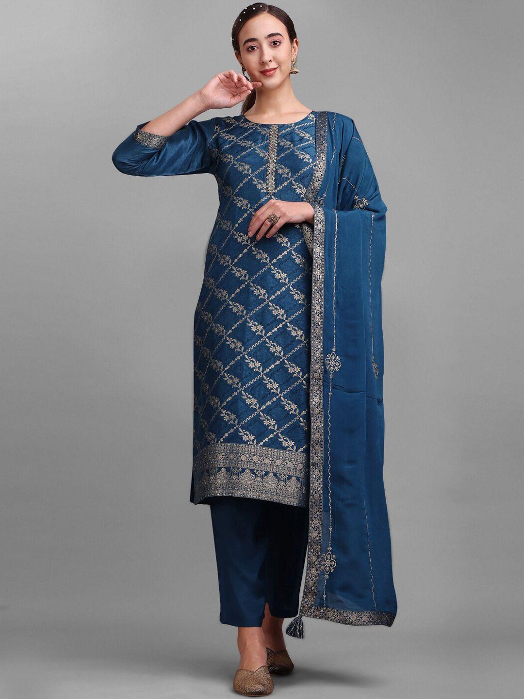 seerat ethnic motif woven design zardozi pure silk kurta with trousers & dupatta