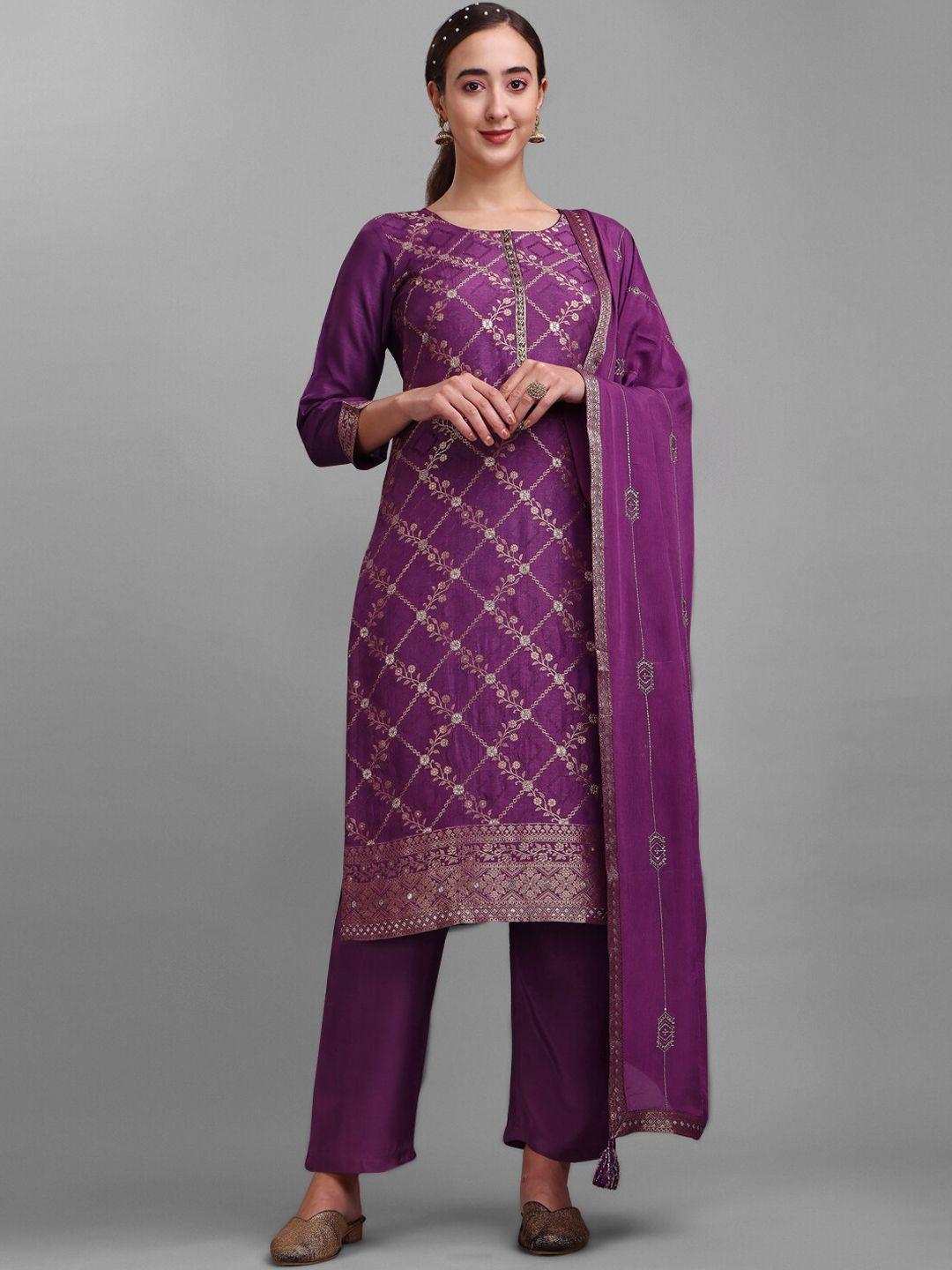 seerat ethnic motif woven design zardozi pure silk kurta with trousers & dupatta