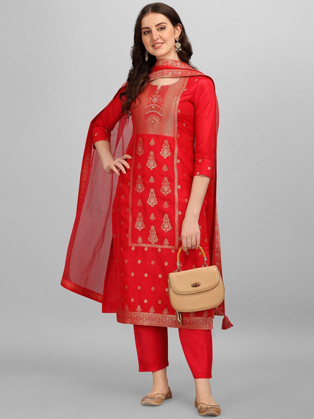 seerat ethnic motifs woven design zari jacquard pure silk kurta with trousers & dupatta
