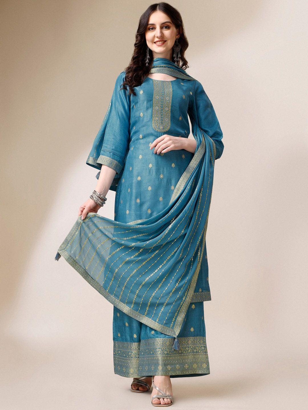 seerat jacquard top with chinon dupatta & textured sharara