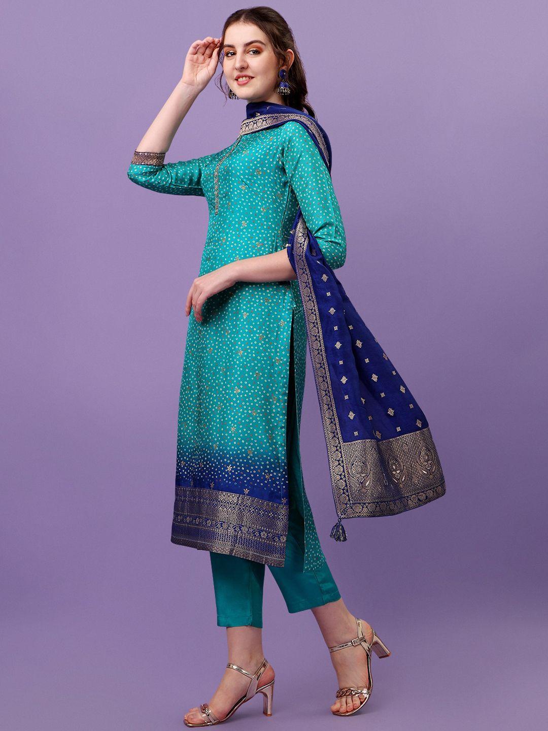 seerat women bandhani printed pleated pure silk kurta with trousers