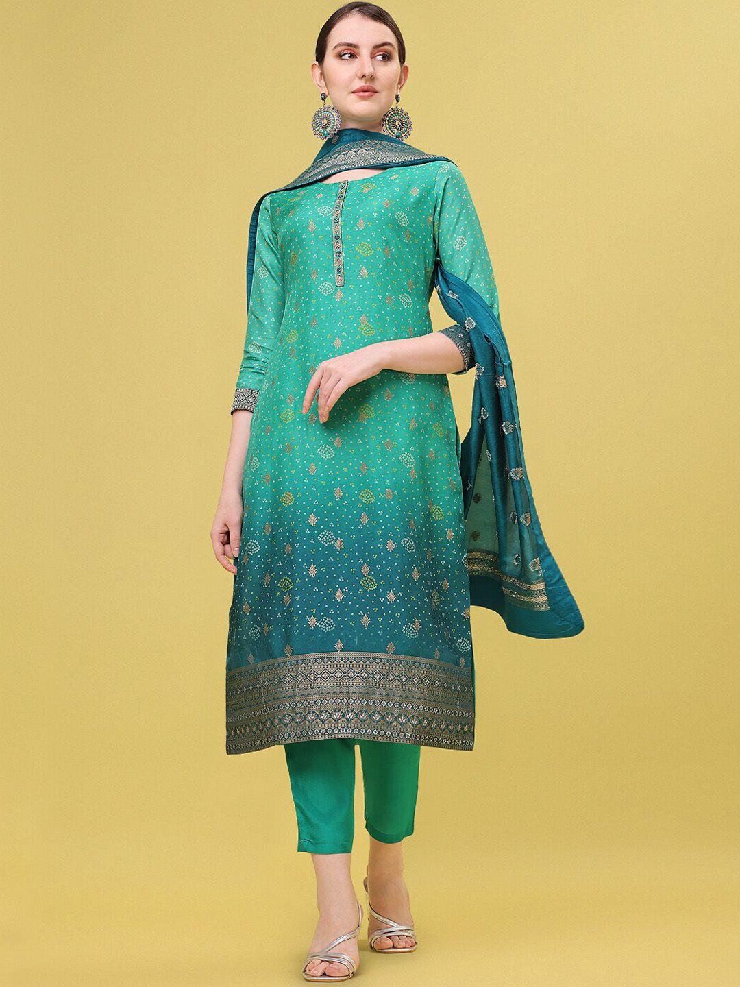 seerat women ombre bandhani printed pure silk kurta with trousers & dupatta