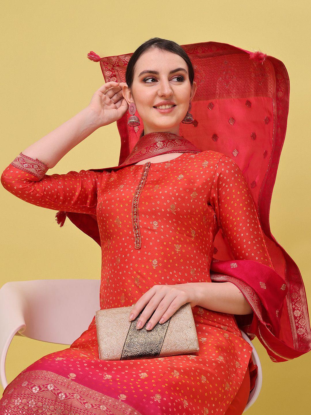 seerat women orange pure silk kurta with palazzos